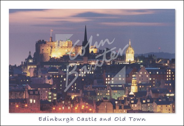 Edinburgh Castle & Old Town at Dusk, Edinburgh Postcard