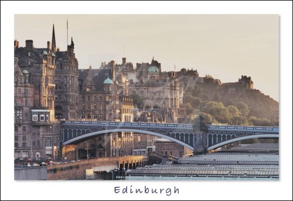 North Bridge, Old Town Buildings & Castle, Edinburgh Postcard