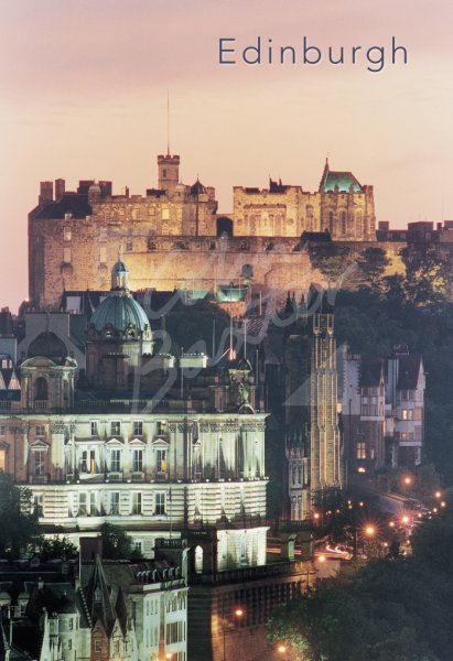 Edinburgh Castle at Dusk, Edinburgh Postcard