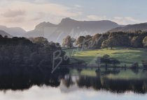 Langdale Pikes across Loughrigg Tarn, Lake District Postcard