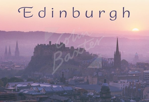Edinburgh Castle & City at sunset, Edinburgh Postcard