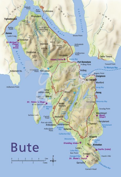 Map of Isle of Bute Postcard