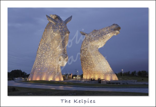 Kelpies at Dusk, Falkirk Postcard